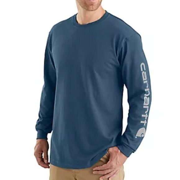 Carhartt Other - Men Carhartt Original Fit Long Sleeve Logo Shirt Slate Blue Size 2XL
